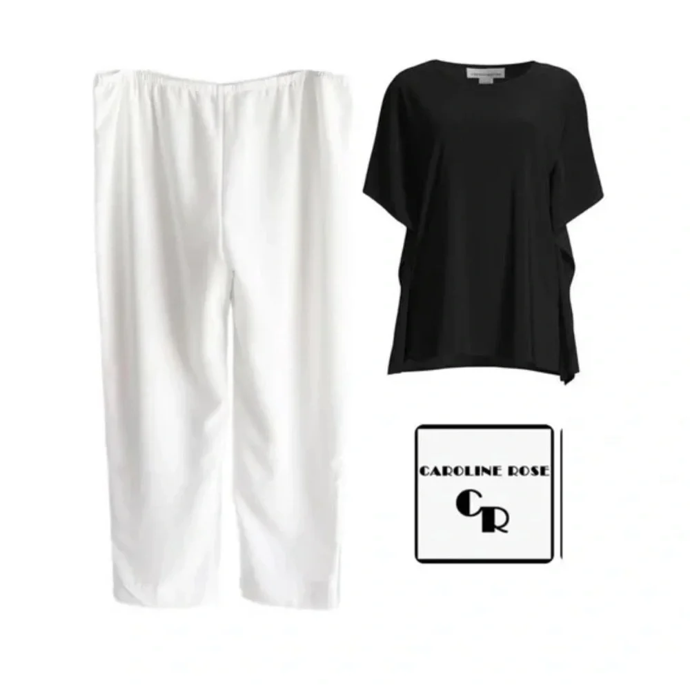 CAROLINE ROSE WOMAN PLUS SIZE WHITE ANKLE CROP ELASTIC PULL ON PANTS SZ 1X NWT - Picture 4 of 10